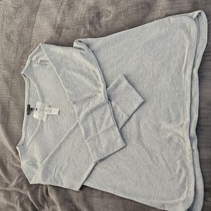 Talbots light grey pullover with silver b I tons on end of sleeves